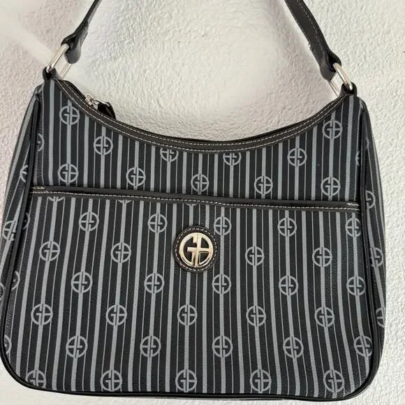 Giani Bernini Shoulder Bag Striped classic monogram purse black - Picture 3 of 3